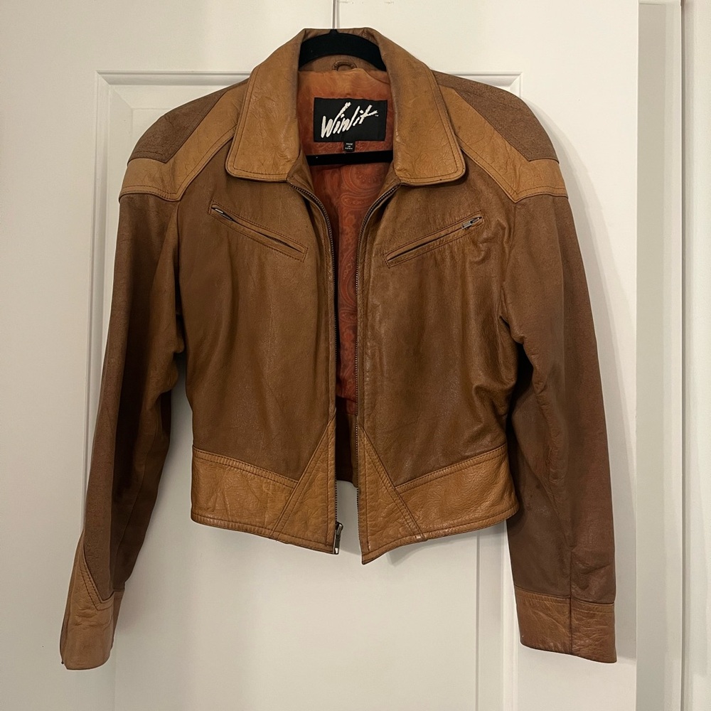 Winlit Size small real brown leather womens jacket